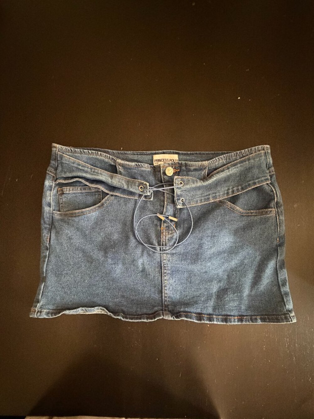 Princess Polly Blue Denim Lace-Up Mini Skirt